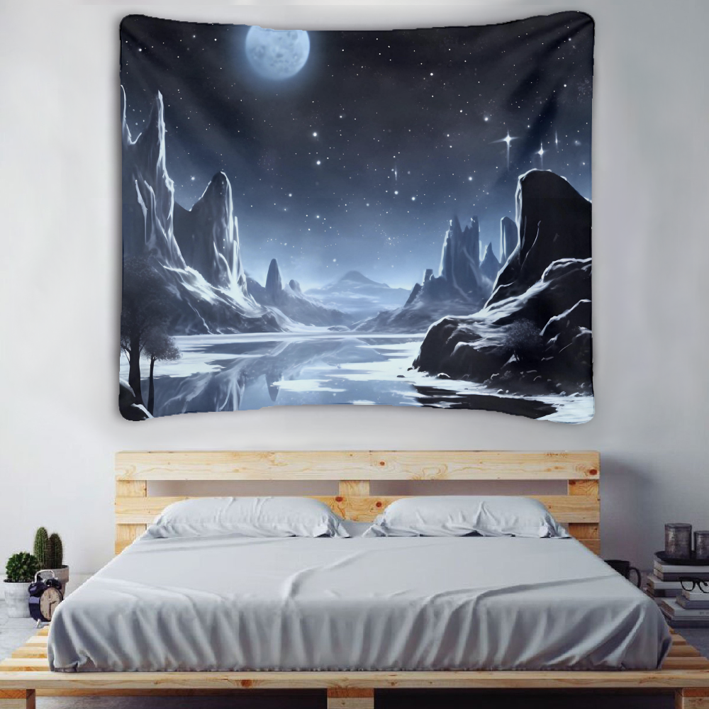 FABOTD Tapestry Wall Tapestry, Starry Sky Mountain Map Tapestry, Cute