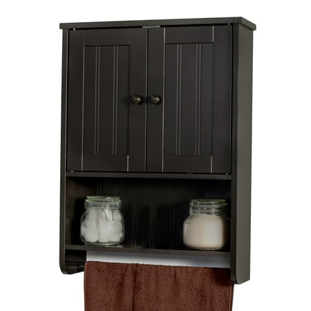 wall mount espresso bathroom medicine cabinet storage organizer with towel  bar