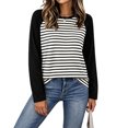 thumbnail image 3 of VBVC Women's Striped Raglan Sleeve Long Sleeve Top , Ladies' Color Block Crew Neck Shirt , Casual Baseball Tee Pullover For Women, S-2XL, 3 of 7