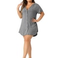 thumbnail image 5 of Agnes Orinda Women's Plus Size Sleepshirt Short Sleeve Soft Pajamas Dress V Neck Button Down Nightgown 2X Gray, 5 of 7