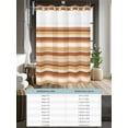 thumbnail image 6 of No Hook Cloth Fabric Shower Curtain with Snap in Liner, Brown Orange Waterproof Shower Curtains Set with See Through Top Window, Farmhouse Abstract Ombre Striped Texture Bath Curtains Shower 72"x96", 6 of 6