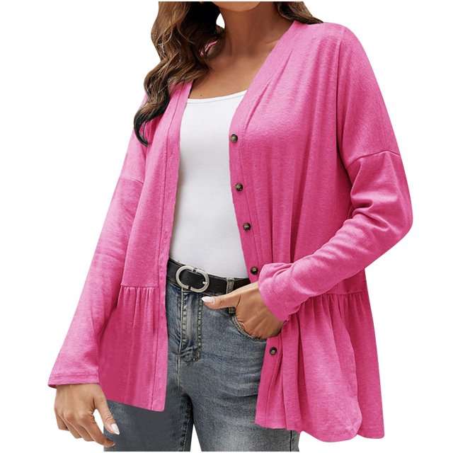 MeetoTime Women's Lightweight Long Sleeve Cardigan Fall Button Down Coat Outerwear 2024 Clothes