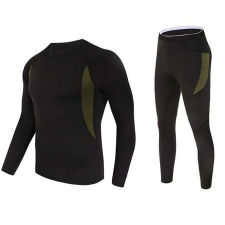 guisaled Mens Thermal Underwear Long Johns Slim Fit Base Layer Gym Running Hunting Gear Bottom Top Winter Fall Outfits For Cold Weather Friday Sale
