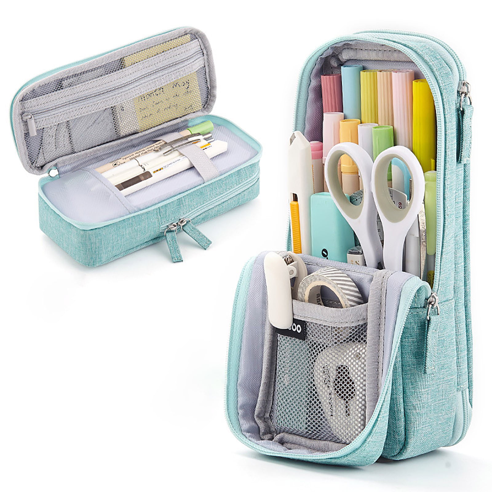  EOOUT Large Capacity Pencil Case Pencil Pouch Box, Big  Organized Pencil Bag with Handle Cute Cosmetic Bag for College Middle  School Travel Office Supllies Organizer (Grey) : Office Products