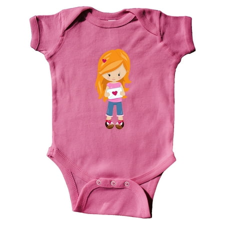 

Inktastic Valentine s Day Girl Orange Hair Girl In Love Gift Baby Girl Bodysuit