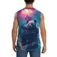thumbnail image 4 of Fotbe DJ Panda Hot Air Balloon Men's Camiseta sin Mangas Estampada para Hombres, Playera Casual para Gimnasio, Entrenamiento, Playa-Small, 4 of 7