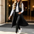 thumbnail image 6 of Sevevn Women's Stand‑Collar Quilted Long Puffer Vest Zip‑Up Maxi‑Length Sleeveless Gilet with Pockets Fall Winter Outerwear Black XL, 6 of 9