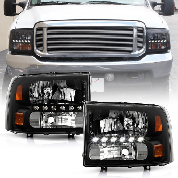 Black 1999-2004 Ford F250/F350/F450 Superduty Excursion LED Headlights Headlamps