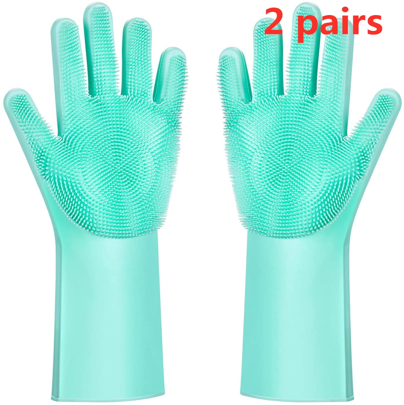 2 Pairs Kitchen Cleaning Gloves, Magic Silicone Gloves Dishwashing