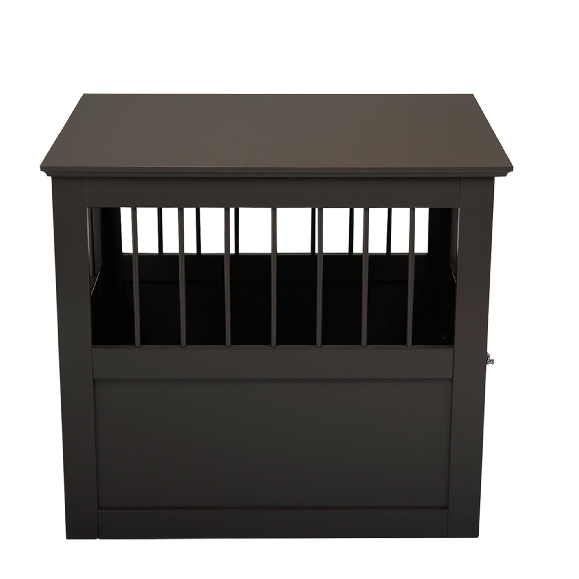 Pefilos 27" Dog Crates for Small and Medium Dogs, Wooden Dog Cage Furniture Table, Dog Kennel for Indoor, Dog House with Side Slats, Brown Pefilos 27" Dog Crates for Small and Medium Dogs, Wooden Dog Cage Furniture Table, Dog Kennel for Indoor, Dog House with Side Slats, Brown