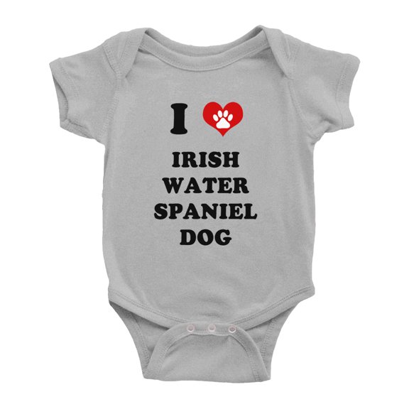 I Heart Irish Water Spaniel Dog Funny Baby Rompers Bodysuit (Gray, 3-6 Months)
