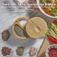 thumbnail image 4 of Seasoning Box with Swivel Lid Bamboo Salt Cellar with Lid and Spoon, 4 of 5