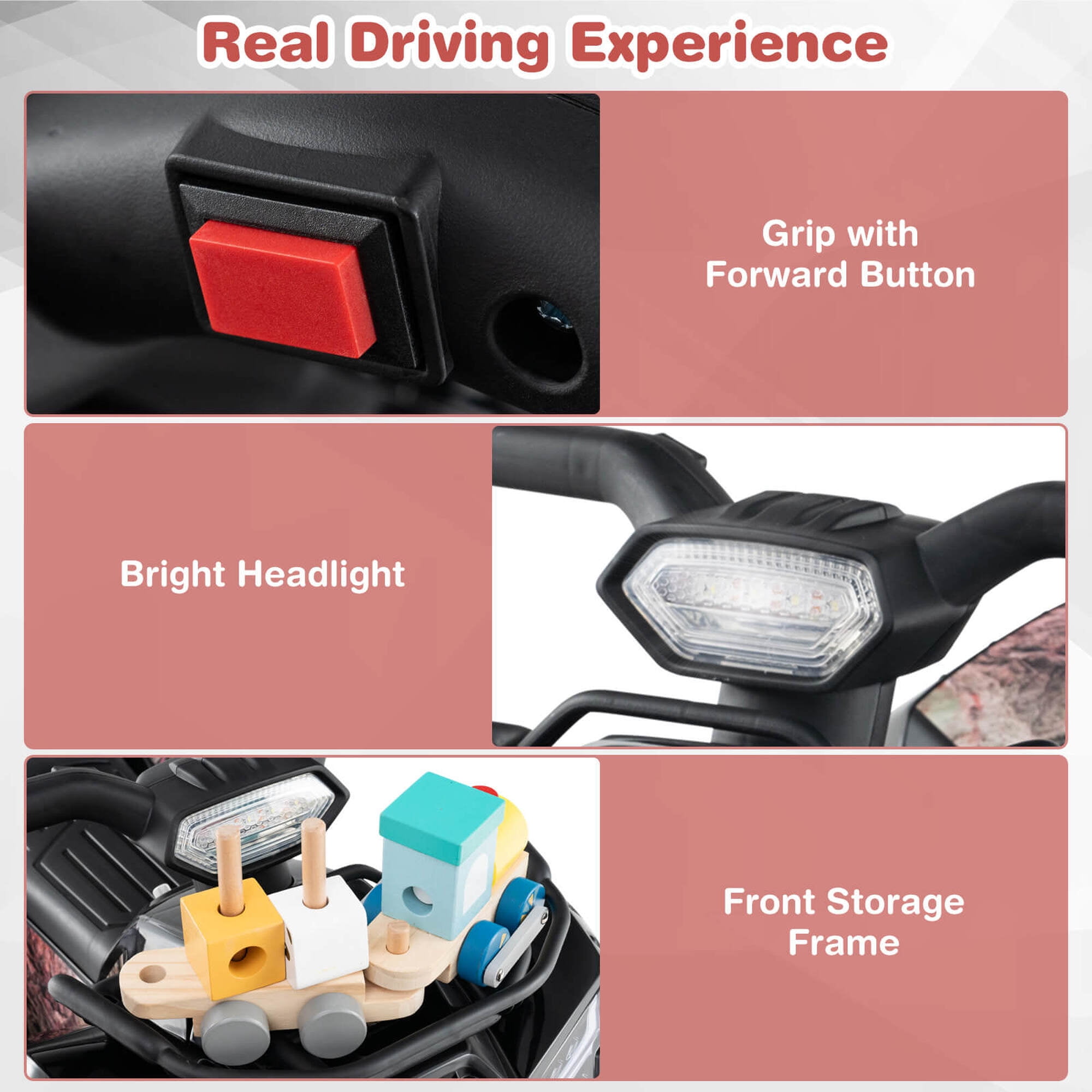 Costway 6V Electric Children Toy Car with Music & Story Function USB Front Storage Basket Black