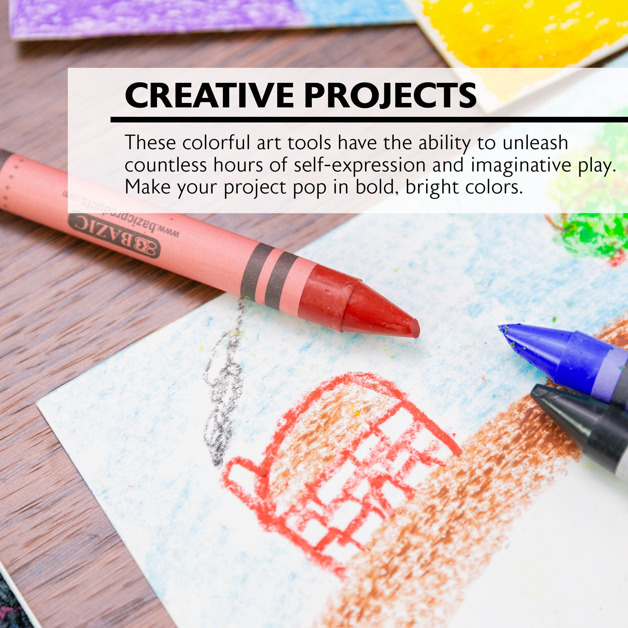 BAZIC Crayons Jumbo 8 Color, Non Toxic Drawing Crayon (8/Pack), 24-Packs