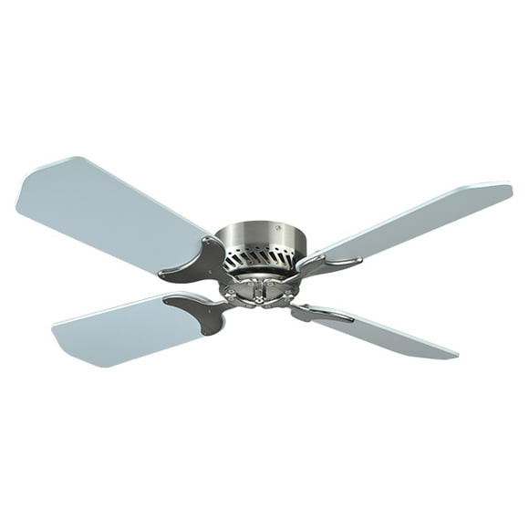 LaSalle Bristol Ceiling Fan 410TSDC42BNWH 5-1/8 Inch Drop; 42 Inch Diameter; 12 Volt; White; Brushed Nickel; With Reversible Motor/Variable Speed Wall Switch