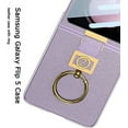 thumbnail image 5 of Compatible with Samsung Galaxy Z Flip 5 Case with Ring Holder,Ultra Thin Slim Matte Leather Anti-Drop Wear-Resistant Built-in Glass Screen Protector Cover Case for Galaxy Z Flip 5 5G Purple, 5 of 14