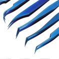 thumbnail image 3 of 8pcs Eyelash Tweezers Stainless Steel Fine Tip Ergonomic Blue Titanium Eyelash Extension Tweezers Set for Professional, 3 of 5