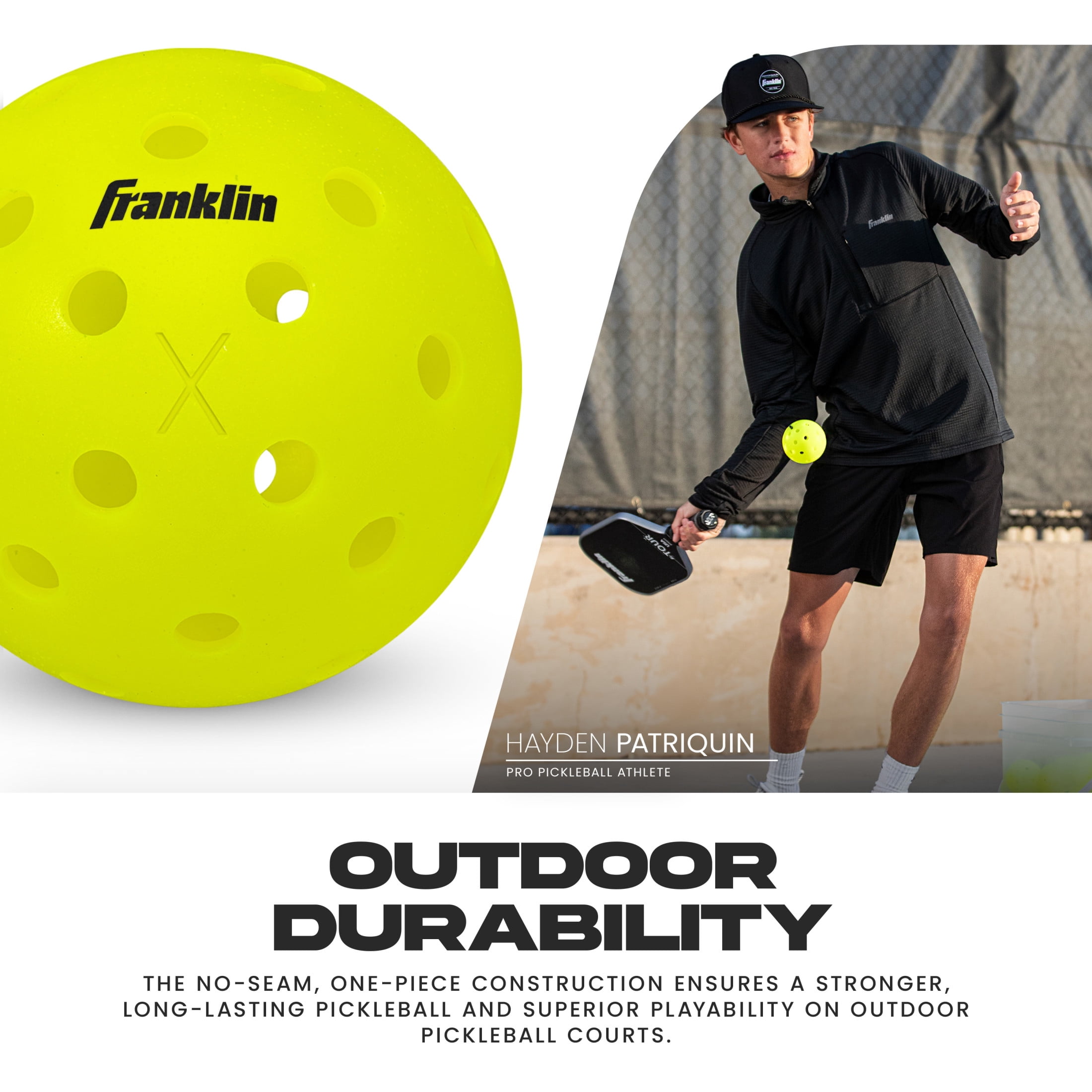 (3 pack) Franklin Sports X-40 Outdoor Pickleballs - Official Size - Optic - 3 Pack
