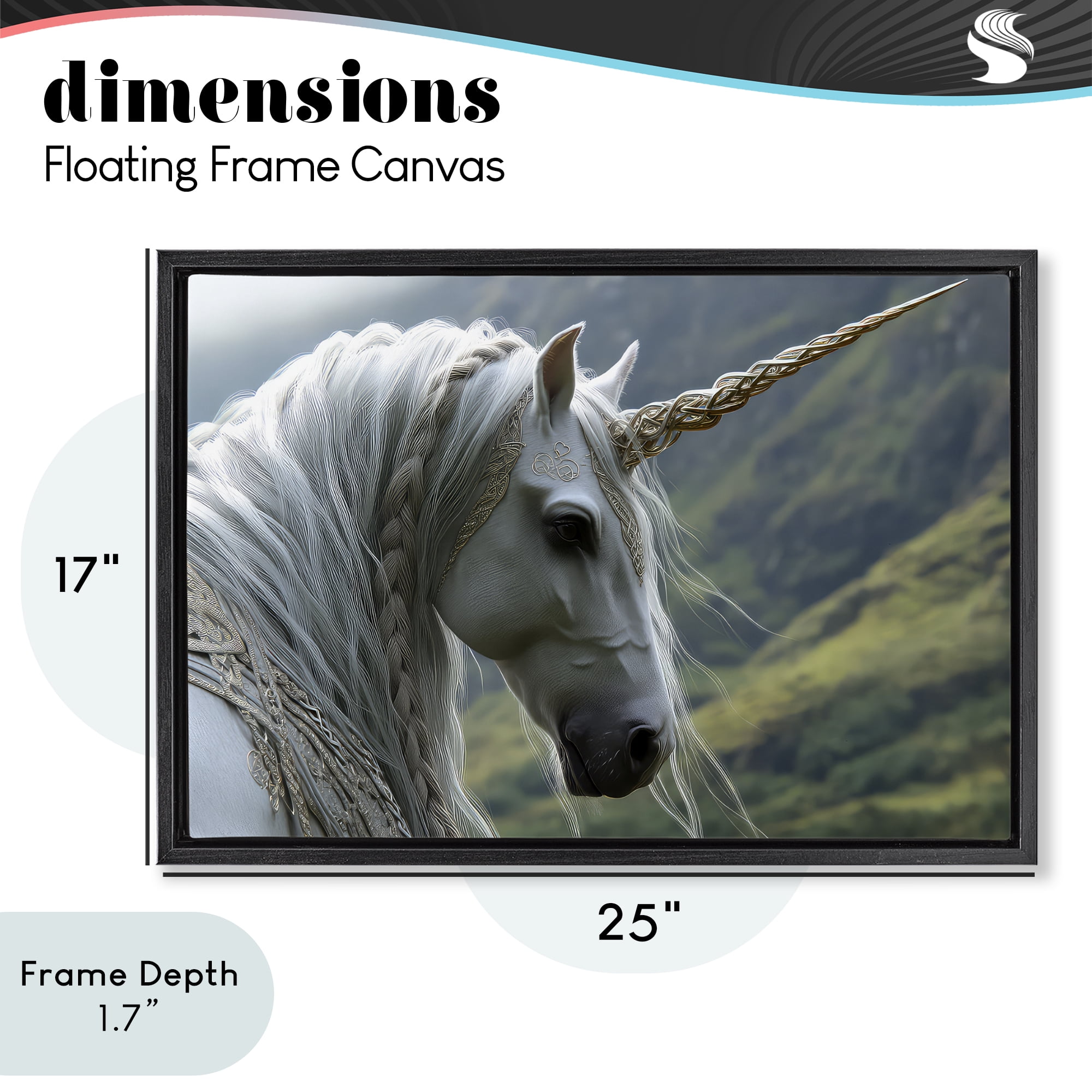 Stupell Industries Celtic Unicorn Braided Mane Black Framed Floater Canvas Wall Art, design by The Wands Want