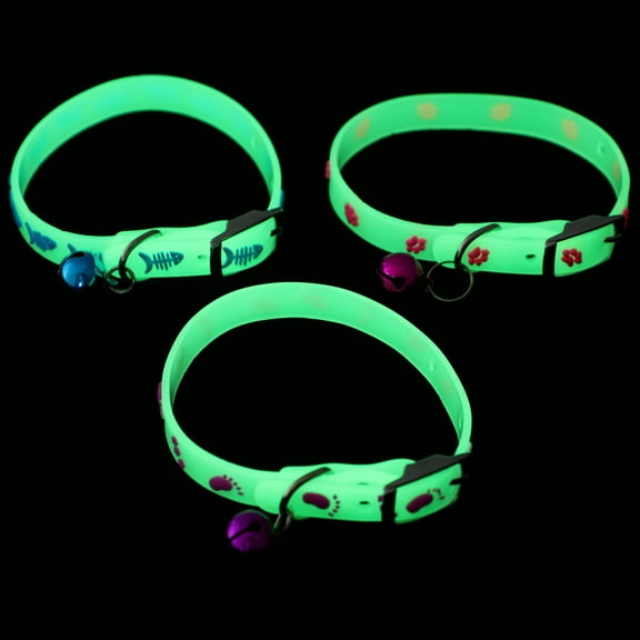 3 Pcs Fluorescent Pet Collar Necklaces Dog Collar Glow in The Dark Kitten Collar Reflective Cat Collar Night Collars