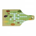 thumbnail image 1 of Word Search Cutting Board, Vivid Graphic Summer Fruits with Crossword Game Composition, Decorative Tempered Glass Cutting and Serving Board, Wine Bottle Shape, Multicolor, by Ambesonne, 1 of 1