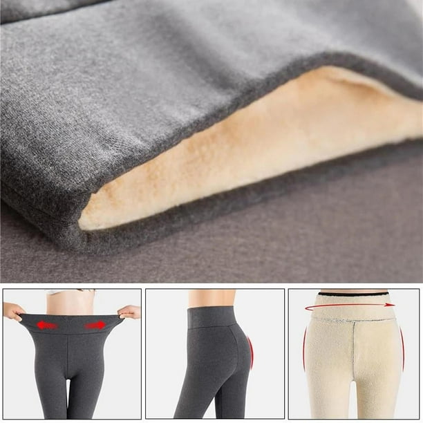 Women Thermal Fleece Lined Leggings with Pockets High Waist Winter Warm  Pants 
