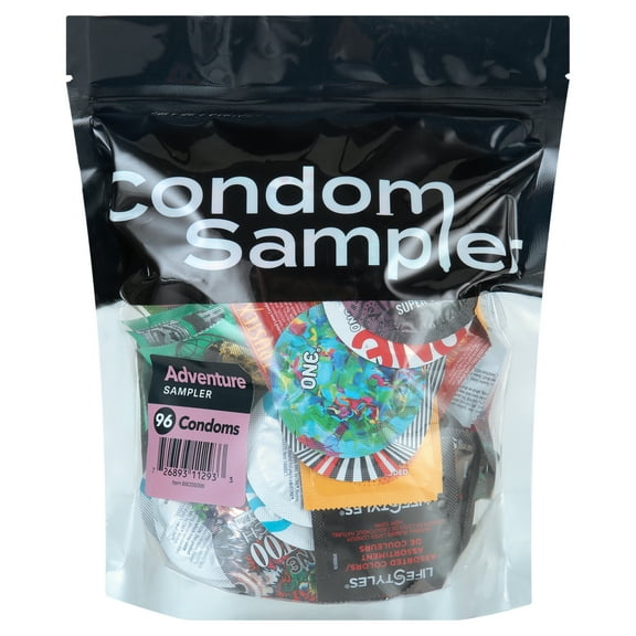 Adventure Condom Sampler, Latex, Variety Pack, 96-Count