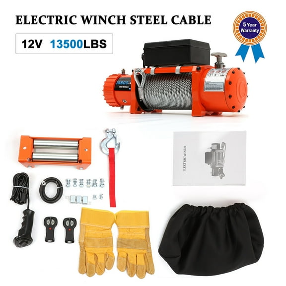 CCIYU Durable 13500Ibs Electric Winch 12V Steel Cable 4WD ATV UTV Winch Towing Truck