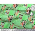 thumbnail image 3 of Soimoi Green polyester Crepe Fabric Garden Theme Human Figure Fabric Prints By Yard 52 Inch Wide, 3 of 5
