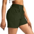thumbnail image 6 of Miluxas Women's Stretchy High Waist Hiking Cargo Shorts Soft Quick Dry Athletic Workout Wide Leg Shorts with Pockets Ideal for Summer Running Fitness Army Green, 6 of 7