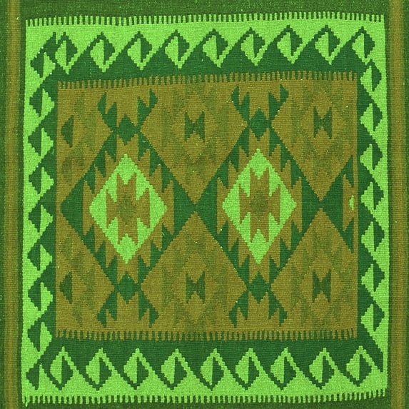 Ahgly Company Indoor Square Oriental Green Traditional Area Rugs, 7' Square