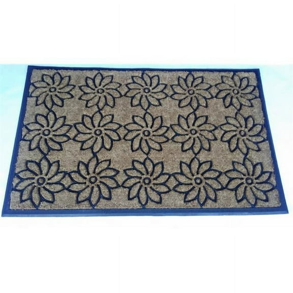 JMJ LE FL348 Flower Pattern Coir Door Mat 48 x 30
