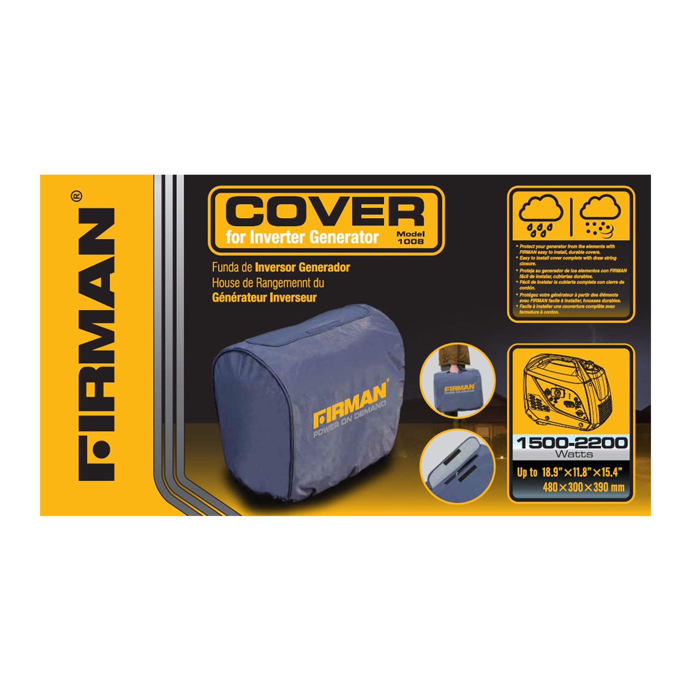 Firman 1500–2200 Watt Pull Cord Start Power Generator, Double Insulated