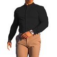 thumbnail image 2 of Innerwin Chemises Manches Longues Homme Tunique Chemise Usage Quotidien Col Montant Hauts Légers Noir 3TG, 2 of 4