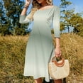 thumbnail image 4 of Sage Green Gray Gradient Women's Fall Dresses Casual Loose Flowy Swing Shift Dress, 4 of 9