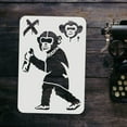 thumbnail image 3 of 1 pc Banksy Graffiti Monkey Stencil 29.7x21cm Reusable Banksy Chimpanzees Stencil DIY Craft Banksy Decoration Stencil for Painting on Wall Wood Furniture Fabric and Paper, 3 of 7