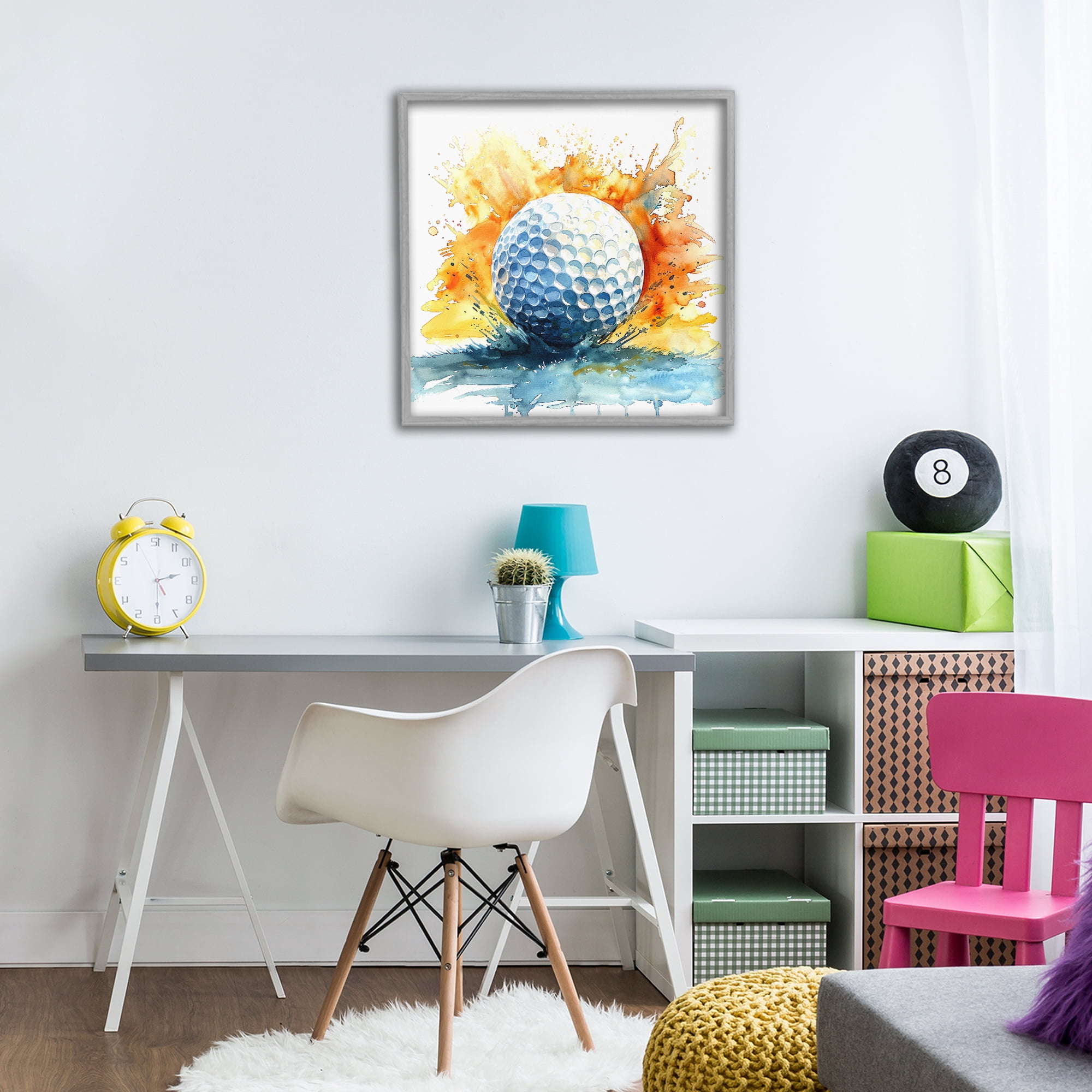 Stupell Industries Golf Splash Watercolor Burst Gray Framed Giclee Art, design by LSR Design Studio