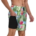 thumbnail image 3 of Haiem Flowers and Cactus Mens Swim Trunks with Compression Liner 2 in 1 Swimming Shorts Stretch Swimwear Quick Dry,Board Shorts-Medium, 3 of 9
