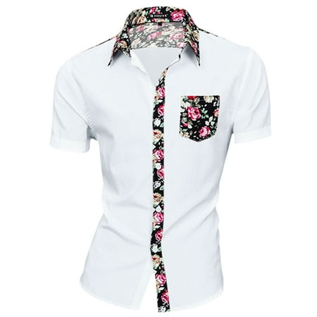hawaiian pocket sleeve floral button short shirt down summer