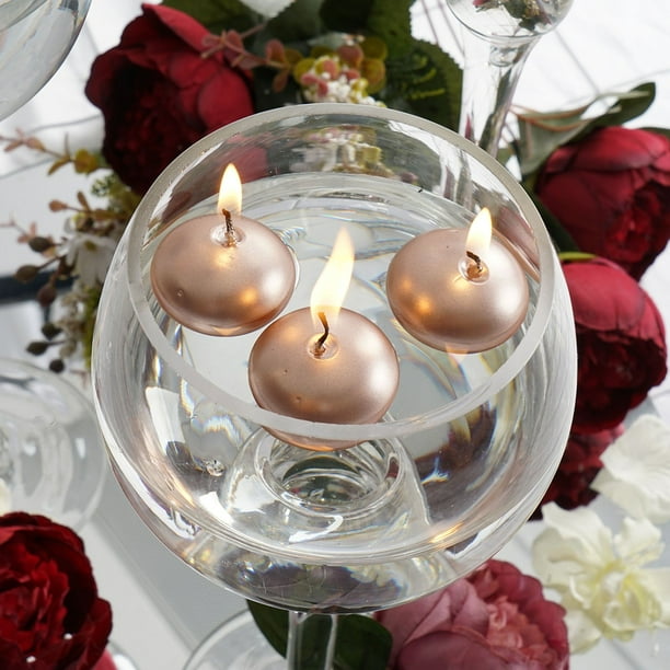 Floating Candles Blush Rose Gold Pack Of 12 1 5 Mini Disc Home Decor Floating Candles Ekoios Vn