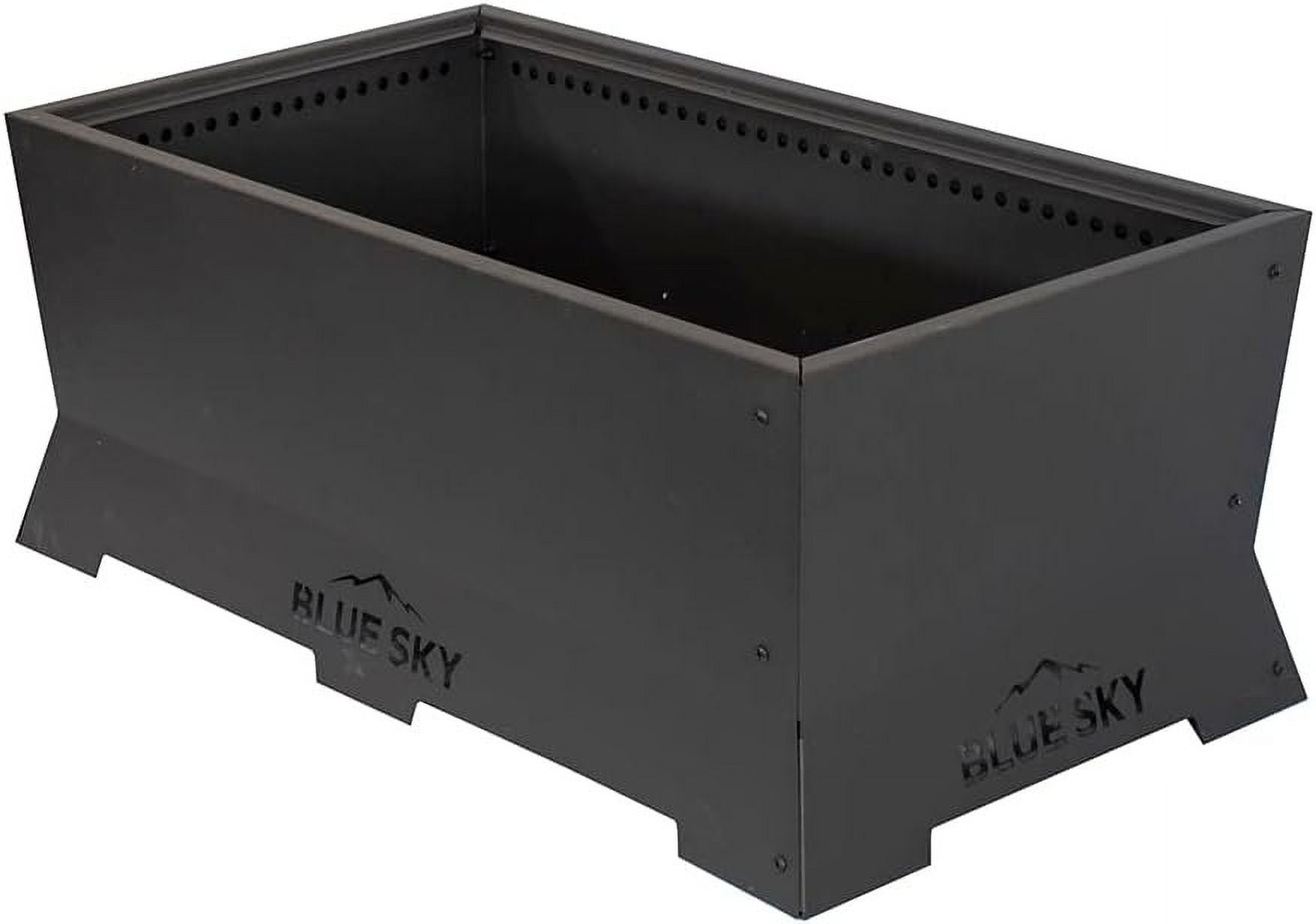 Blue Sky Outdoor Living Rectangle Peak Smokeless Patio Fire Pit, Dual Lift-Out Ash Catches, Black