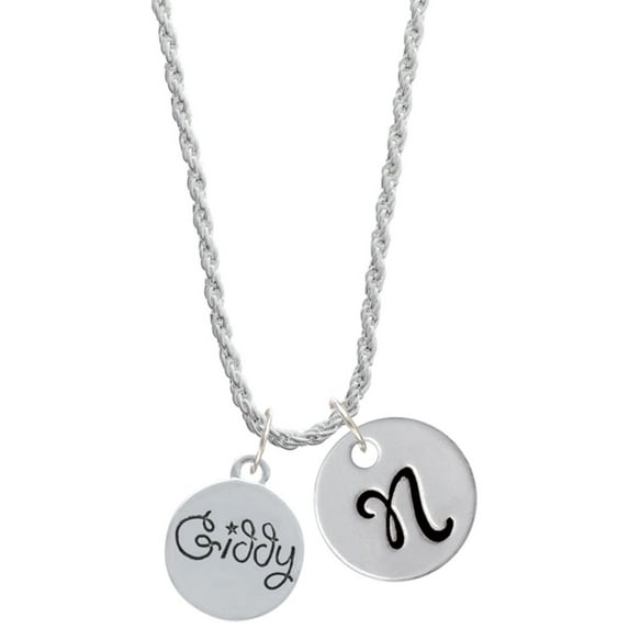 Delight Jewelry Silvertone Giddy Circle Silvertone Script Initial Disc - N - Charm Necklace, 20"+3"