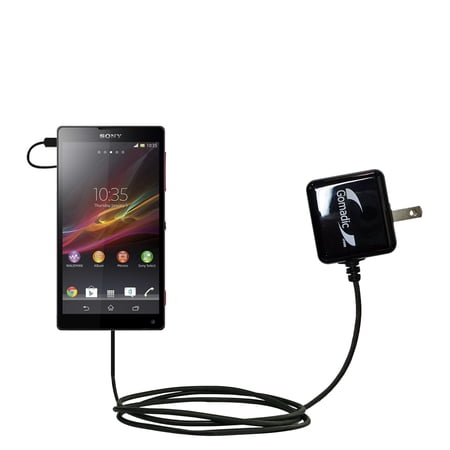 Gomadic Intelligent Compact AC Home Wall Charger suitable for the Sony Xperia ZR - High output power with a convenient, foldable plug design - Uses Ti