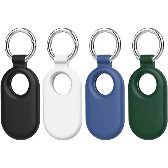 for Samsung Galaxy SmartTag2 Case, 4 Pack Protective Silicone Case for Galaxy Smart Tag 2 with Key Ring for Keys, Wallet, Luggage, Pets