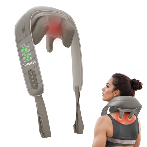 Snailax Cordless Shiatsu Neck Back Massager with Heat for Pain Relief Deep Tissue, Gray, Gifts
