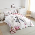 thumbnail image 3 of Erosebridal Horse Comforter Set Full Chic Cherry Blossom Bedding Teens Galloping White Duvet Insert 3D Wild Animal Quilts Western Rustic Farmhouse Style Bedroom Decor 3 Pcs, 3 of 6