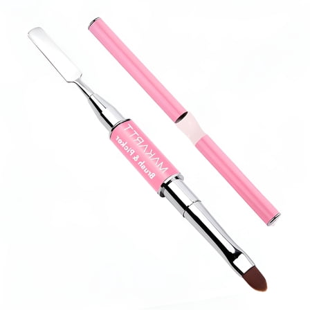 RAGUPEL Gel Nail Brush with Spatula, Dual-Ended Nail Art Brush, 2 in 1 Design Gel Brushes for Nails and Spatula Acrylic Nail Brushes for Poly Nail Gel Extension Pink