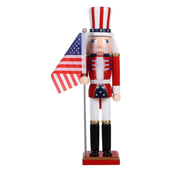 HONITANO 1Set 4th of July Nutcracker Figurines Multi Colored 38x9x8in Wooden Soldier Statue for Independence Day