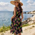 thumbnail image 2 of Garronmavis Matching Beach Outfits for Couples Mens Short Sleeve Shirt Summer Beach Shirts Size L and Women Beach Vacation Casual Sundress Black Pineapple Tank Dress, 2 of 7