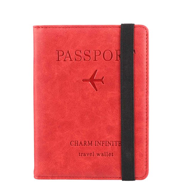 EXTERIOR multifunción titular de pasaporte Ultra-delgado cubierta de viaje caso pasaporte bolsa portátil titular de la tarjeta de crédito cuero paquete de documentos RFID cartera/Multicolor